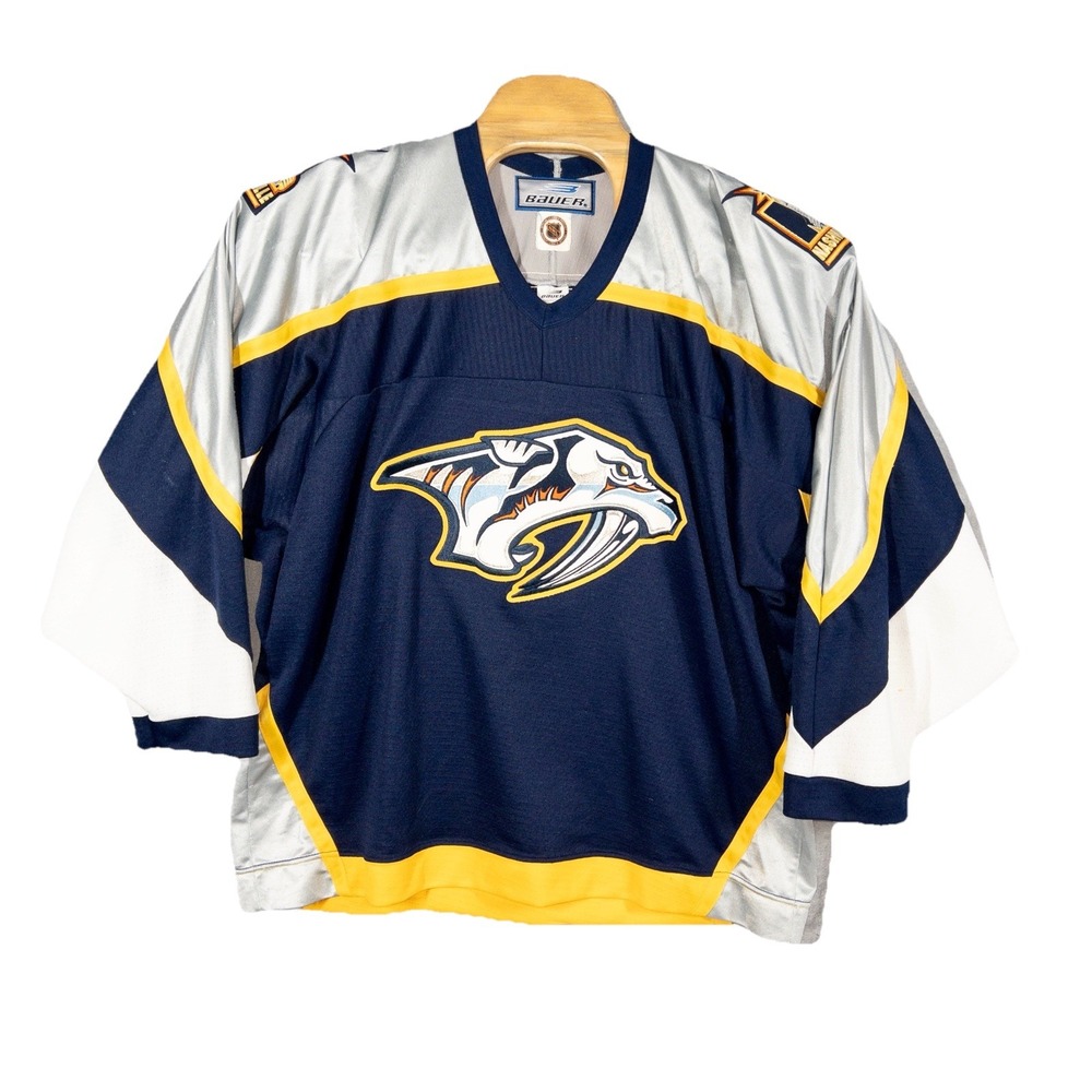 Vtg Bauer Nashville Predators Hockey Jersey Mens Large‎ NHL Made In Canada